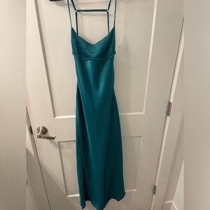 teal turquoise midi fancy cocktail dress